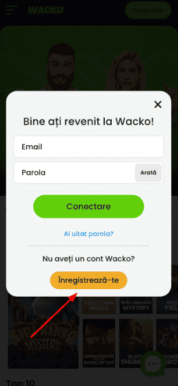 Registration at Wacko casino